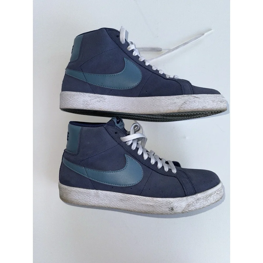 Nike SB Blazer Mid FD0731-400 | Blue Suede Skate‎ Shoes | Men's US 9.5 Aqua